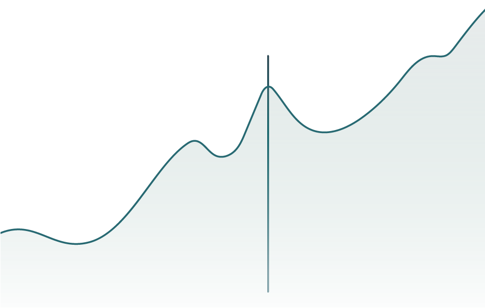 Line graph with a series of peaks and troughs, showcasing fluctuating data trends over time.
